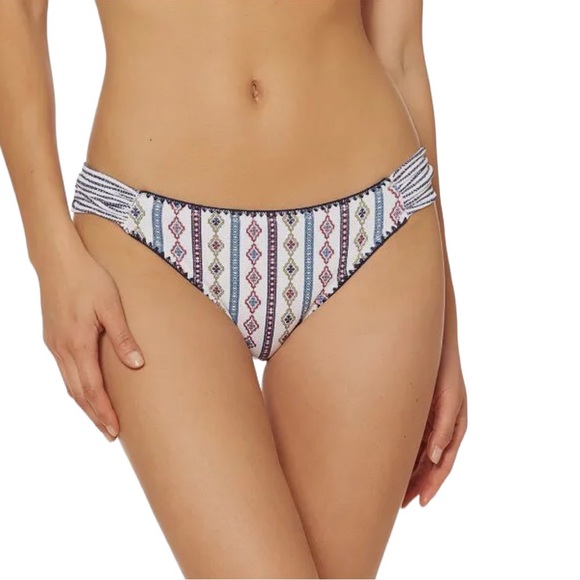 Jessica Simpson WHITE MULTI Moroccan Stripe Bikini Bottoms - Picture 2 of 9